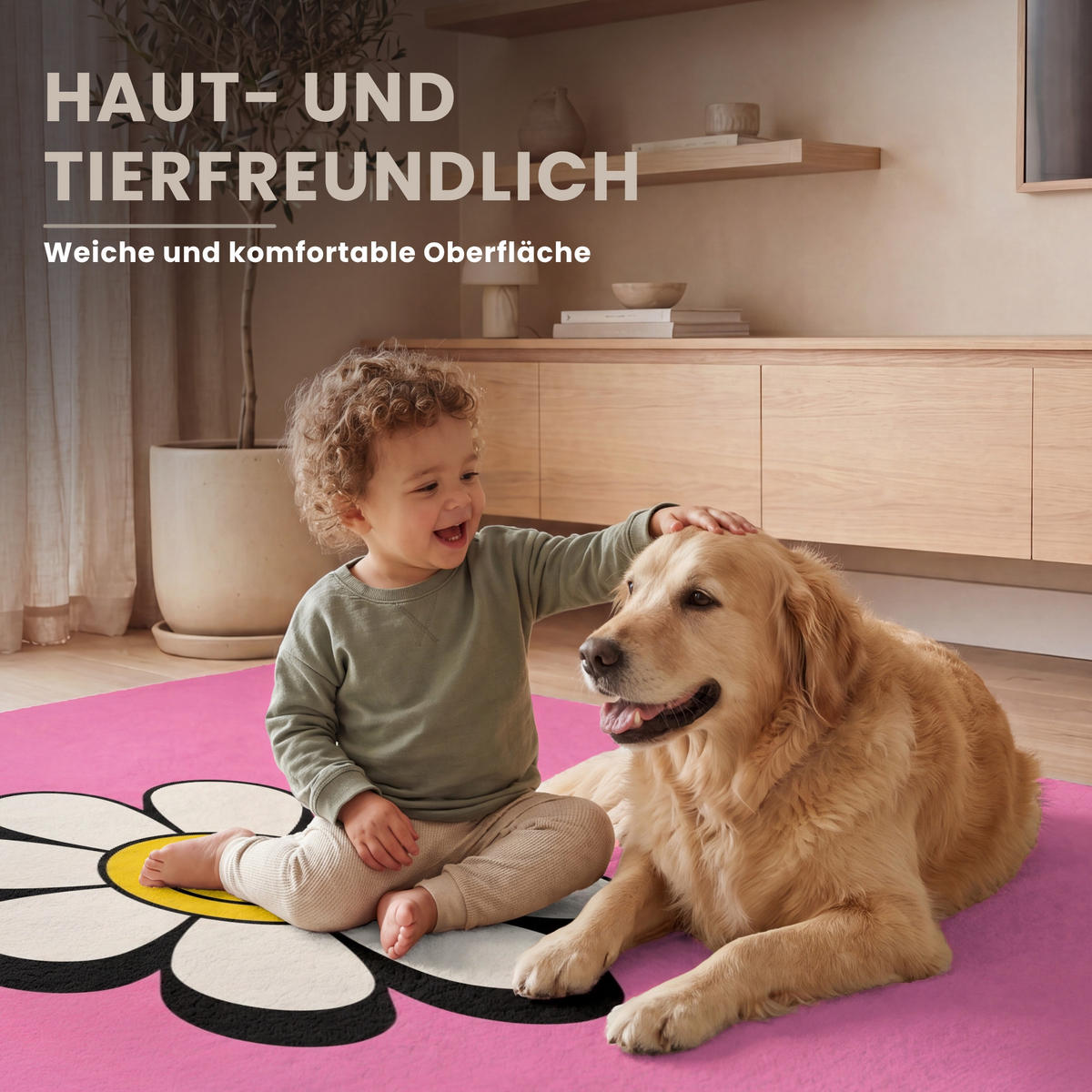 TEPPICH - Smiley - Blume - Rosa - 140x200 cm - Pink, Kunststoff/Textil (140/0.4cm) - OnlyWow