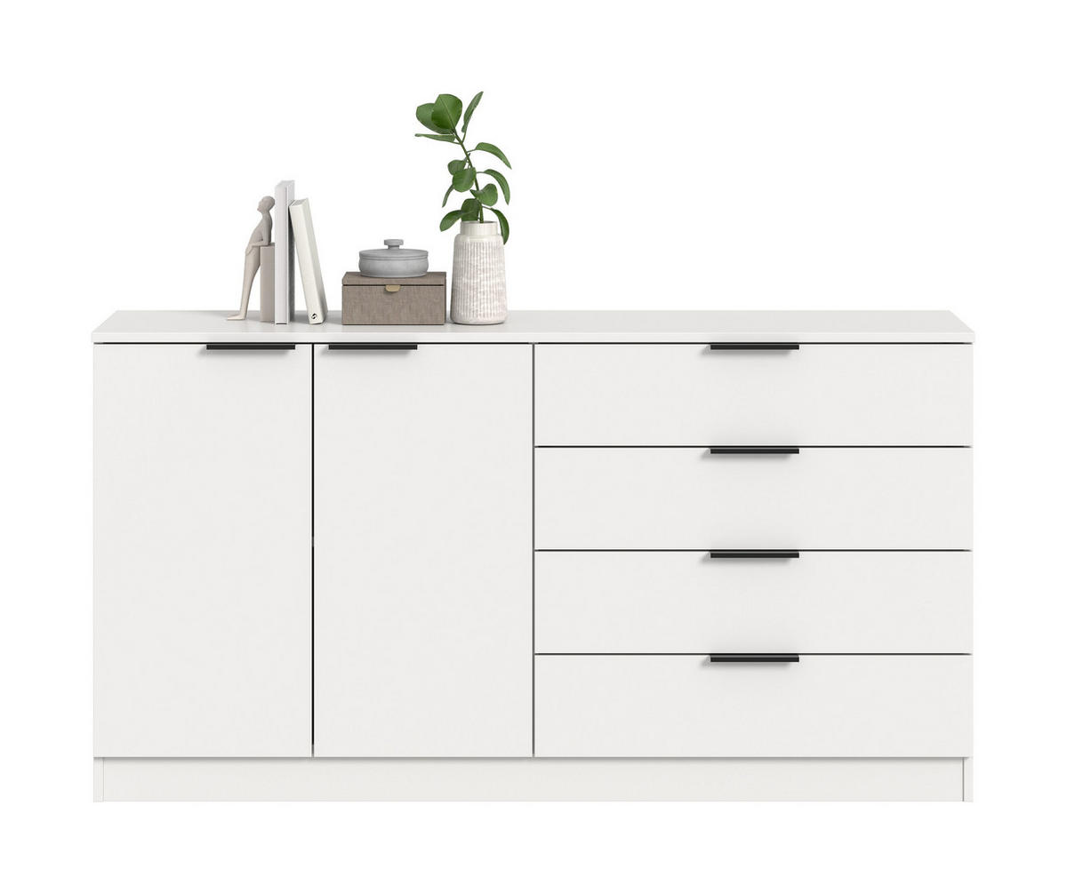 KOMMODE KOPENHAGEN (B/H/T: ca. 148/80/35 cm) in weiß/weiß - Weiß, Holzwerkstoff (148/80/35cm)