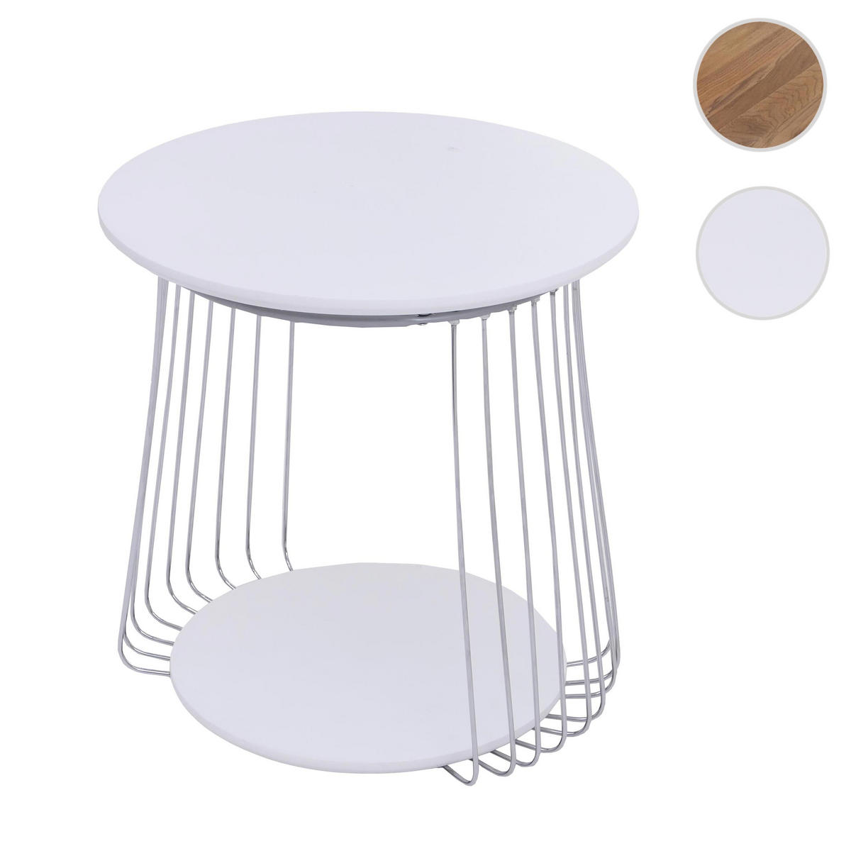 MIZA za kavč okrogla bela, srebrna - srebrne barve/bela, les (50/50/52cm) - MCW