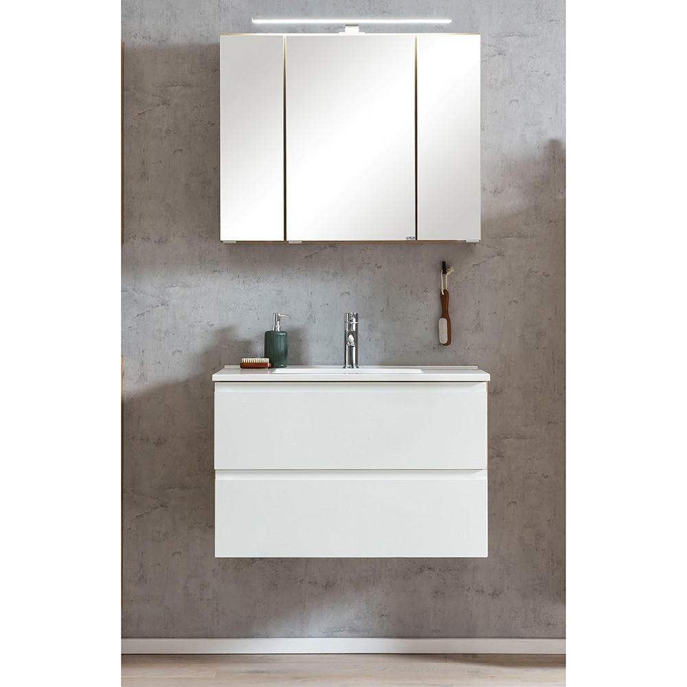 BADMÖBEL-SET Vasto-03 - Weiß, Holzwerkstoff (80/200/47cm) - Lomado