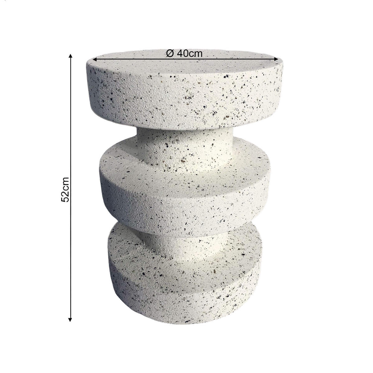 BEISTELLTISCH Weiß Schwarz 33/33/45 cm - Weiß, Stein (33/33/45cm) - Mobili Rebecca
