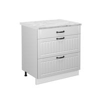 KÜCHENUNTERSCHRANK Fame-Line Weiß Landhaus 80 cm mit 3 Schubladen AP Marmor - Weiß, Holzwerkstoff (80/82/60cm) - Vicco