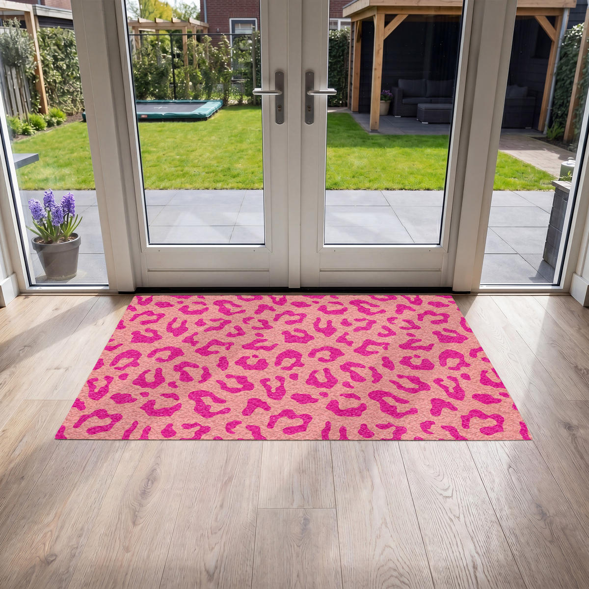 FUSSMATTE Pantherdruck - Rosa - Tierdruck - Minimalistisch Sauberlaufmatte 150x90 cm - Pink, Kunststoff (150/90cm) - MuchoWow
