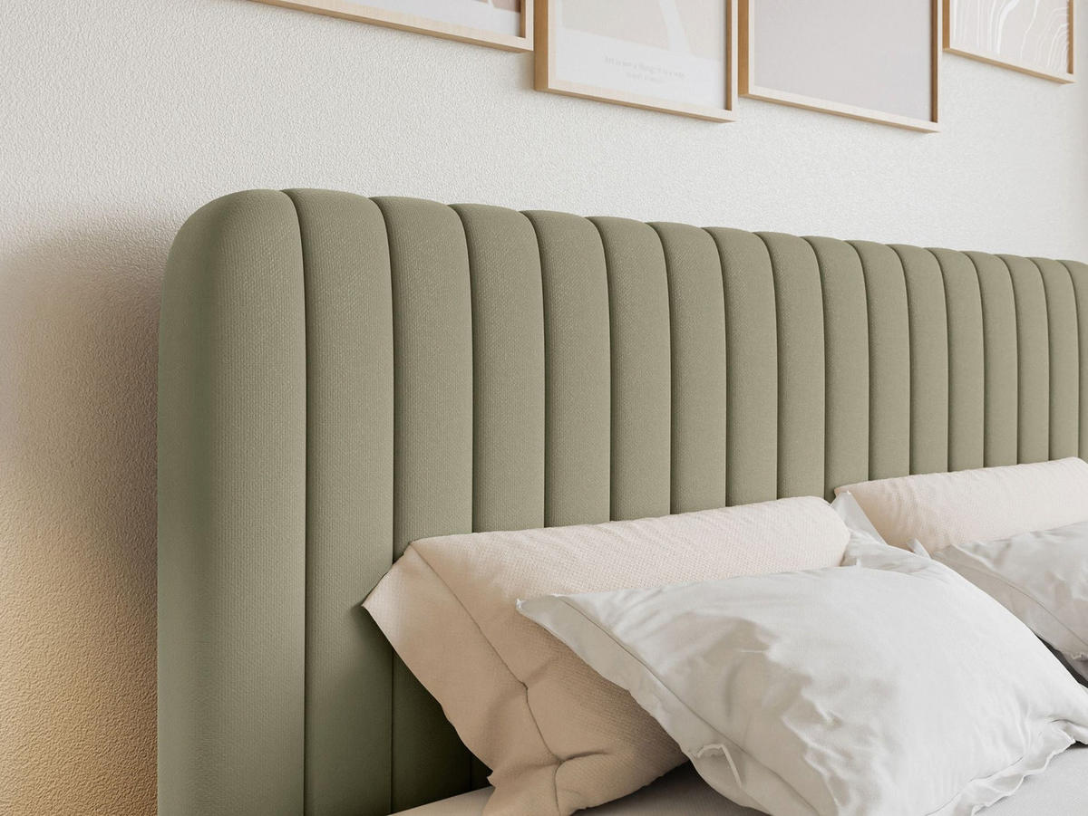 BOXBETT Saliano mit Topper und Chenille-Bezug Olivgrün, 160x200 cm - Olivgrün, Kunststoff/Textil (160/200cm) - Selsey