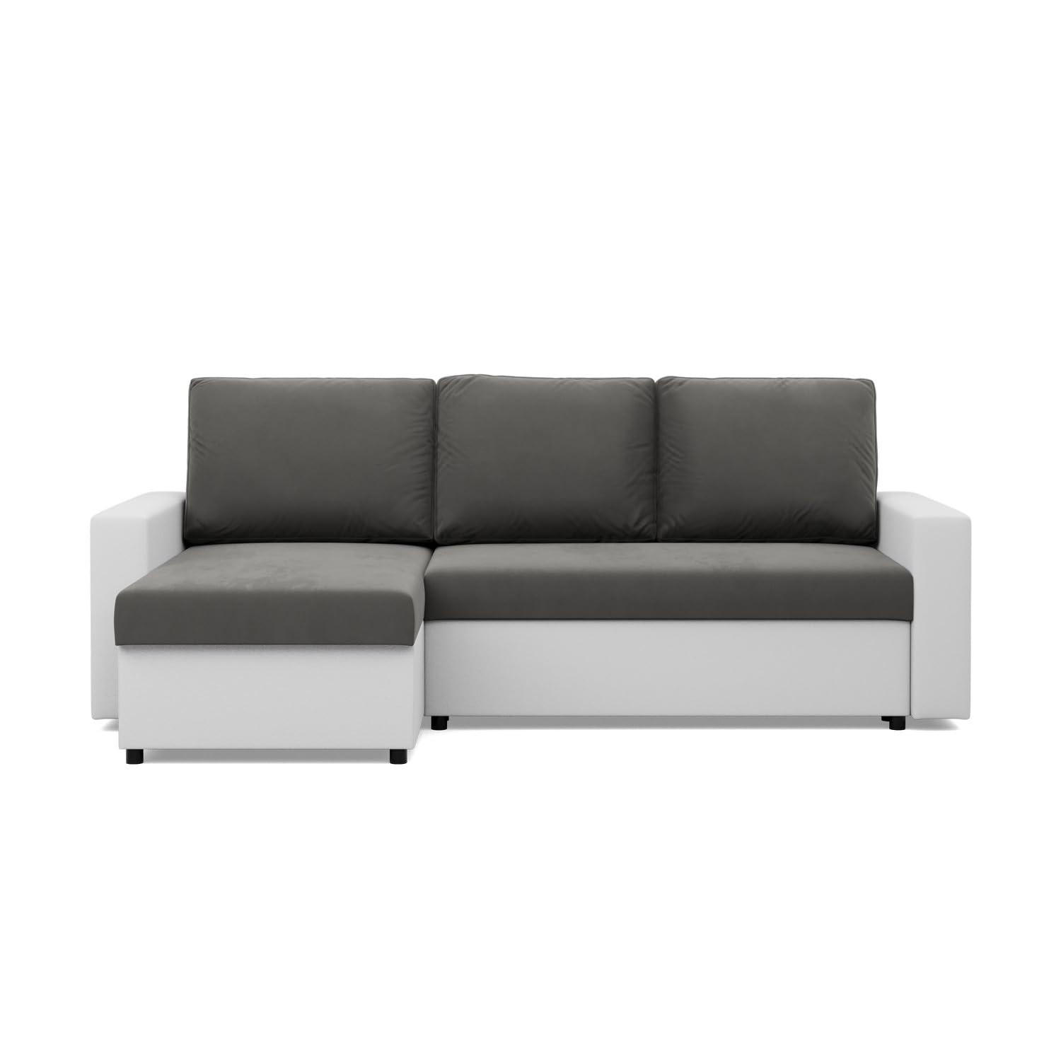 ECKSOFA MIT SCHLAFFUNKTION LUNA, Dunkelgrau + Grau - Dunkelgrau/Hellgrau, Textil (231/140cm)