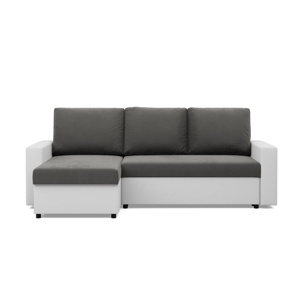 ECKSOFA MIT SCHLAFFUNKTION LUNA, Dunkelgrau + Grau - Dunkelgrau/Hellgrau, Textil (231/140cm)