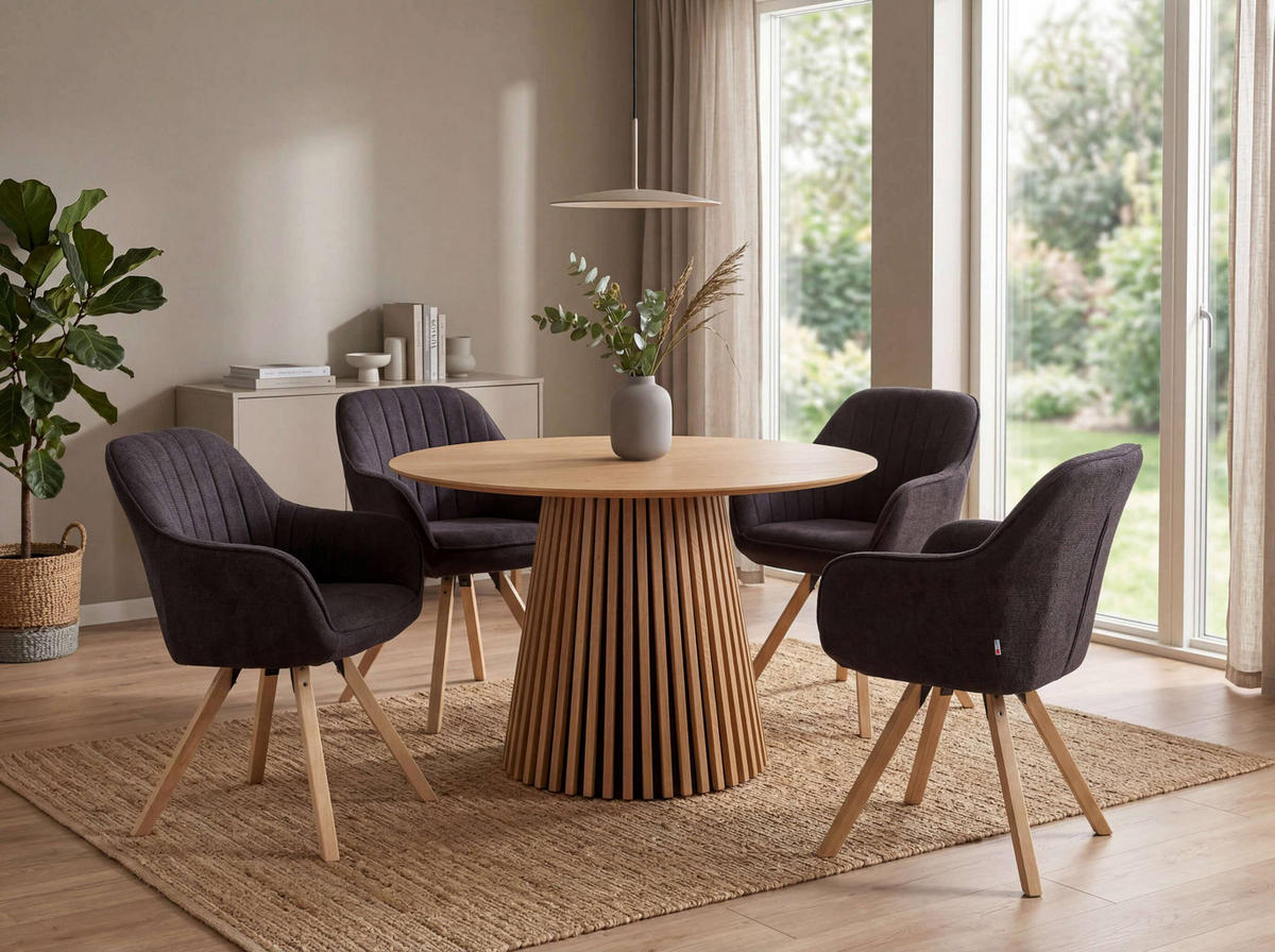 ESSZIMMERSTÜHLE Matera 2er-Set - Dunkelgrau/Naturfarben, Naturmaterialien/Textil (59/84/61cm) - Mr. Deko