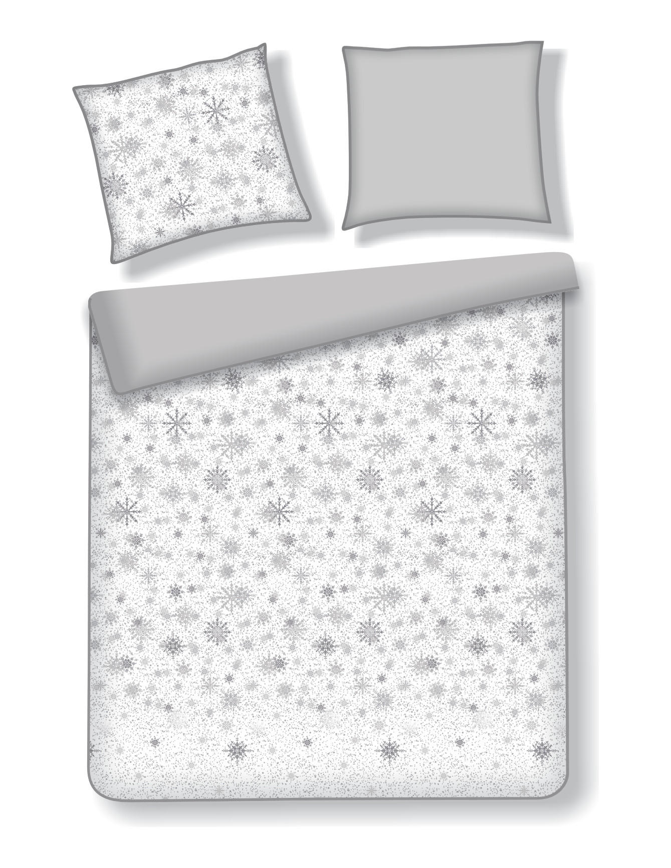 BETTWÄSCHE Satin SNOWF, 200x220 cm, hellgrau, Winter Weihnachten Bettbezug, Weihnachtsdeko, Christmas, Weihnachtsmotiv - Hellgrau, Textil (200/220cm) - home&you