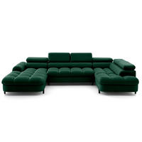ECKSOFA U-Form BOWL U Rechts mit Schlaffunktion 125x265 Velours Grün - Schwarz/Grün, Holz/Textil (195/90/339cm) - Muffo