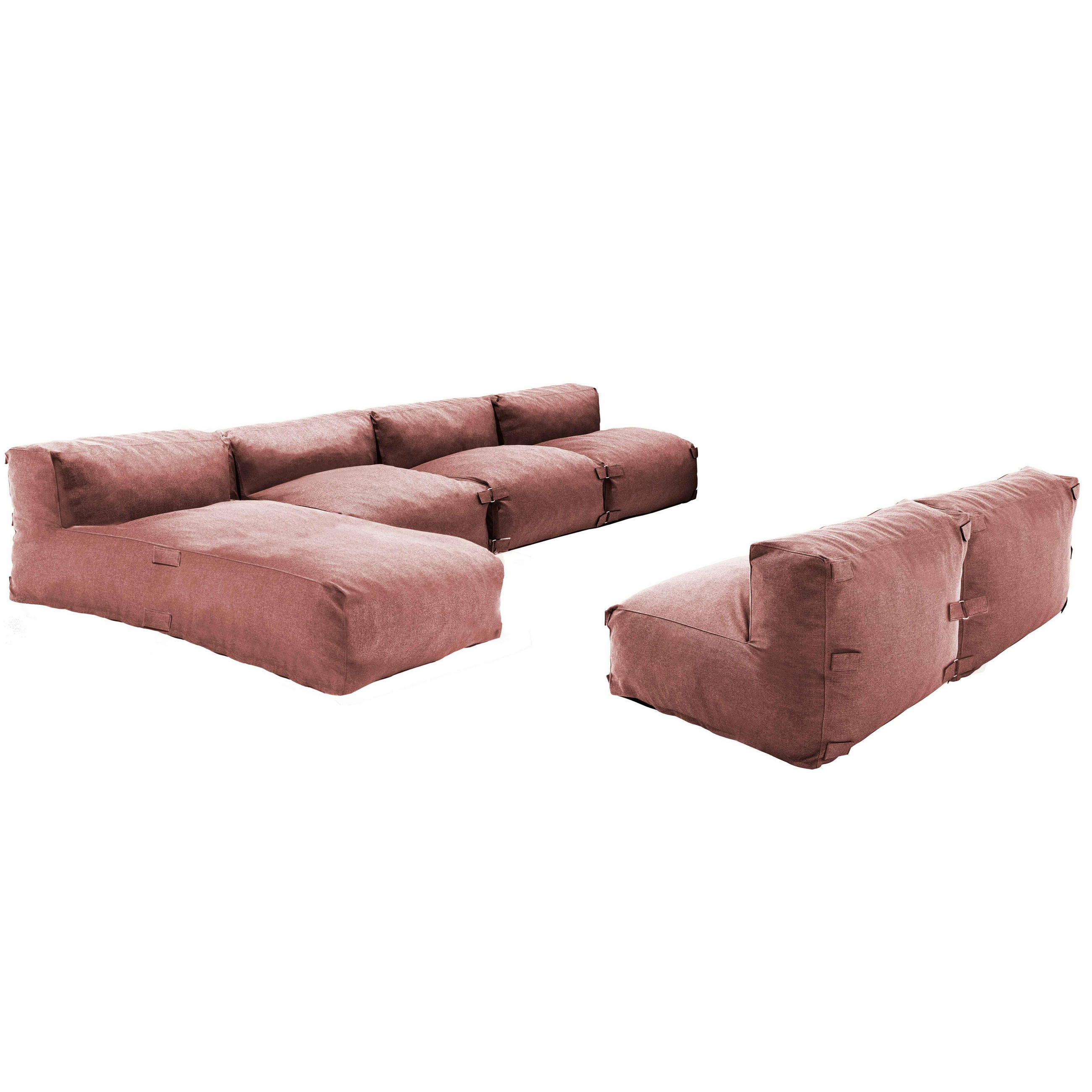 GARTENSOFA mit 6 Sitzplätzen, Terrakotta - Braun, Textil - Oviala