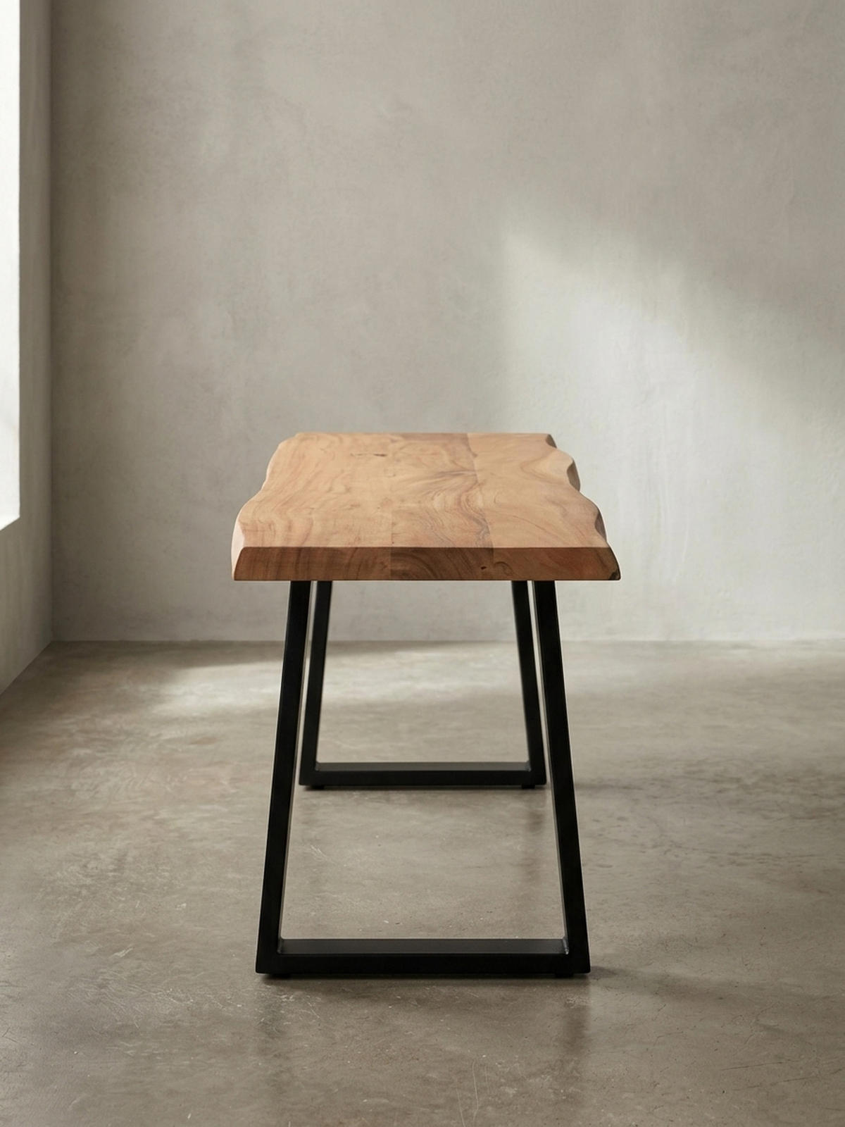 GARDEROBENBANK Massivholz Metall Baumkante, Akazie-Schwarz 120x40x46 cm - Schwarz/Braun, Holz/Metall (120/46/40cm) - KADIMA DESIGN
