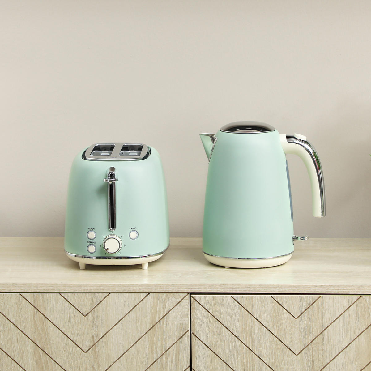 WASSERKOCHER-TOASTER-SET DE-17459 Grün - Grün, Metall (15.6/24.2/21.5cm) - ComfortXL