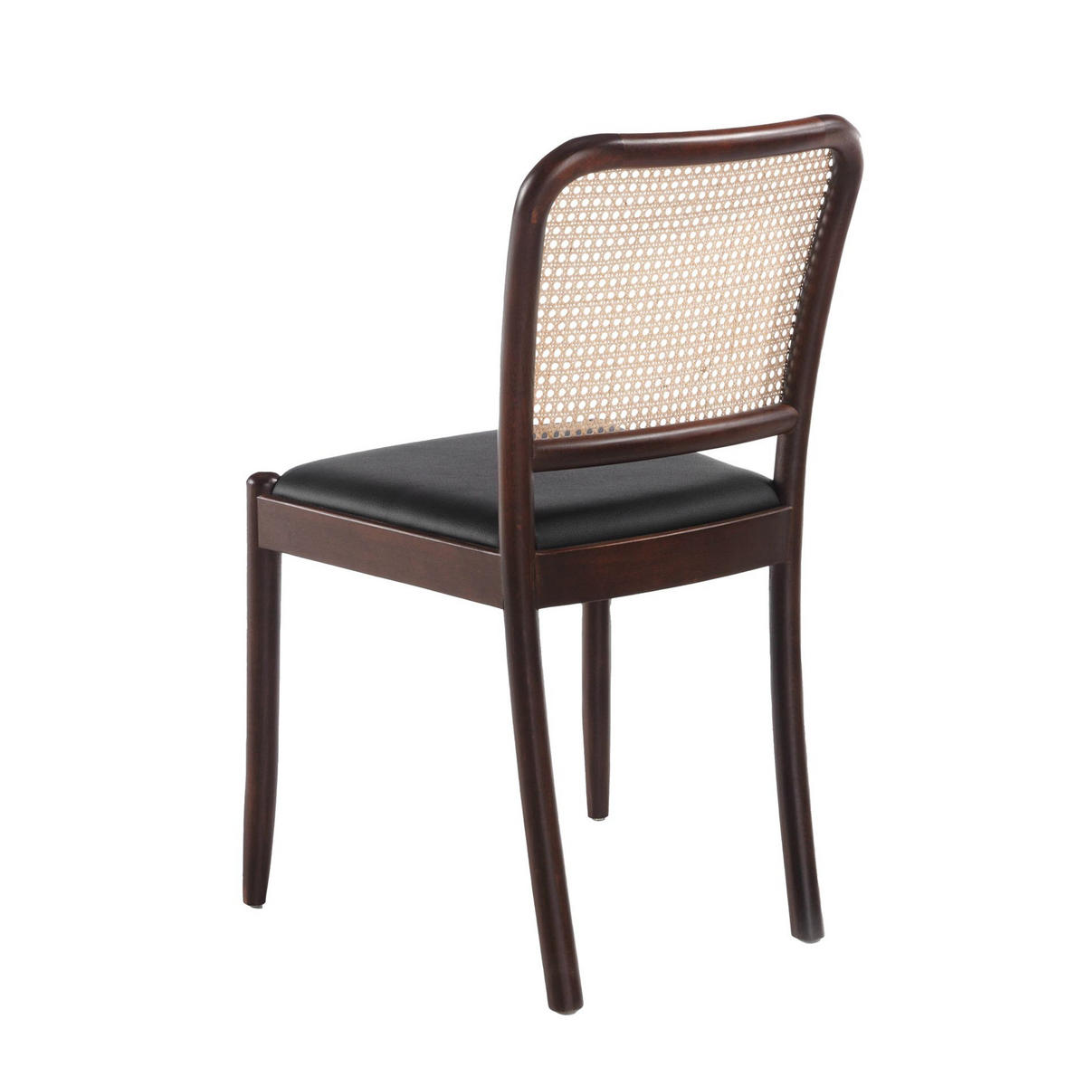 STUHL aus Rattan und schwarzem Kunstleder 48/50/84 cm - Nussbaumfarben/Walnussfarben, Leder/Holz (48/84/50cm) - ANGEL CERDA