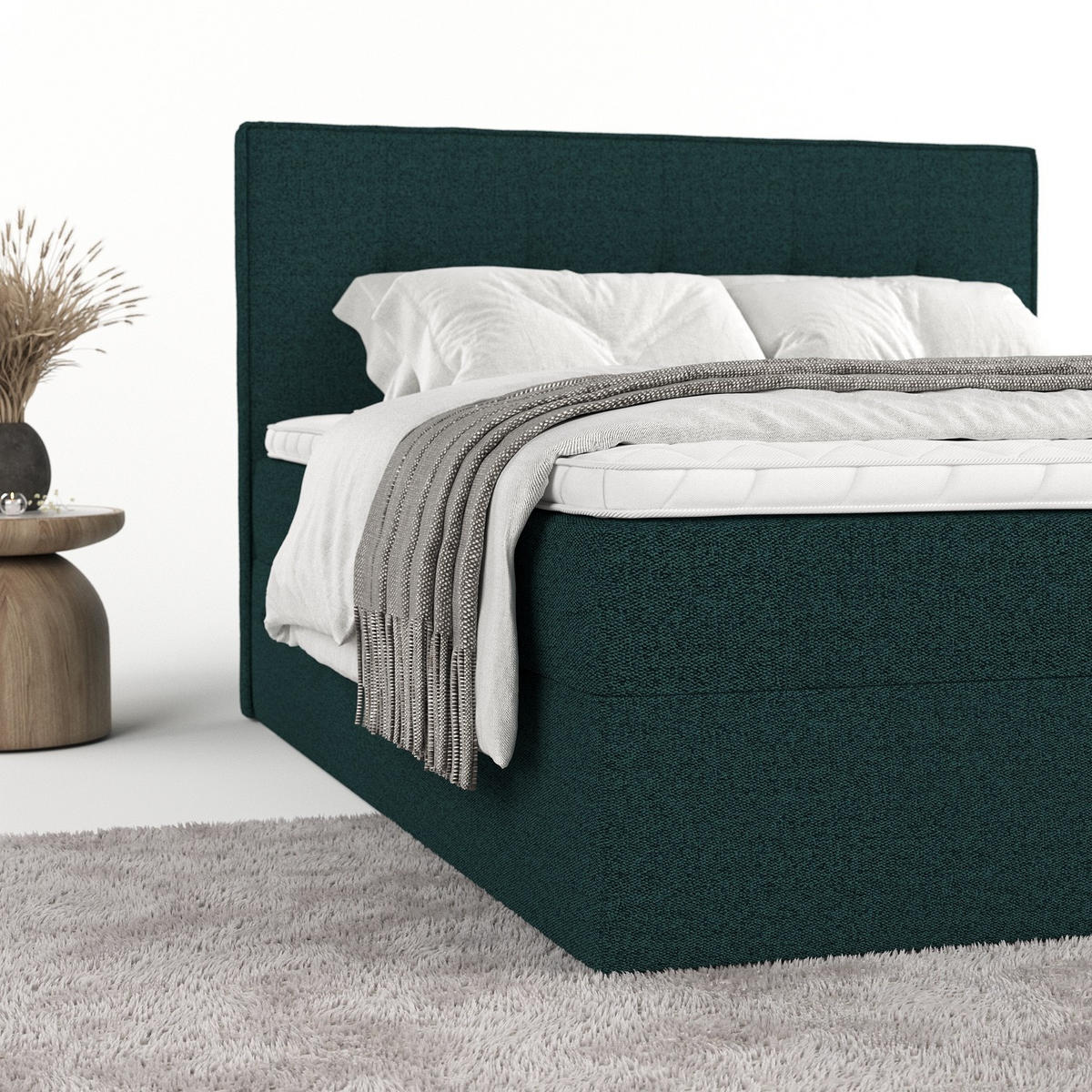 BOXBETT Mireo 140/200 cm Grün im Riva Stoff - Schwarz/Grün, Holz/Holzwerkstoff (140/200cm) - AltaBeds