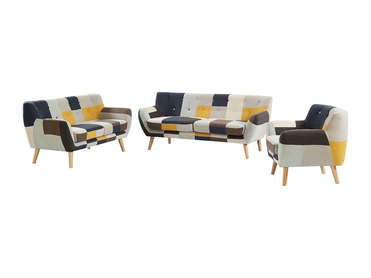 COUCHGARNITUR mit Sessel - 6 Personen - stoff - mehrfarbig Serti - Multicolor, Holz/Textil (188/81/80.5cm) - Vente-Unique