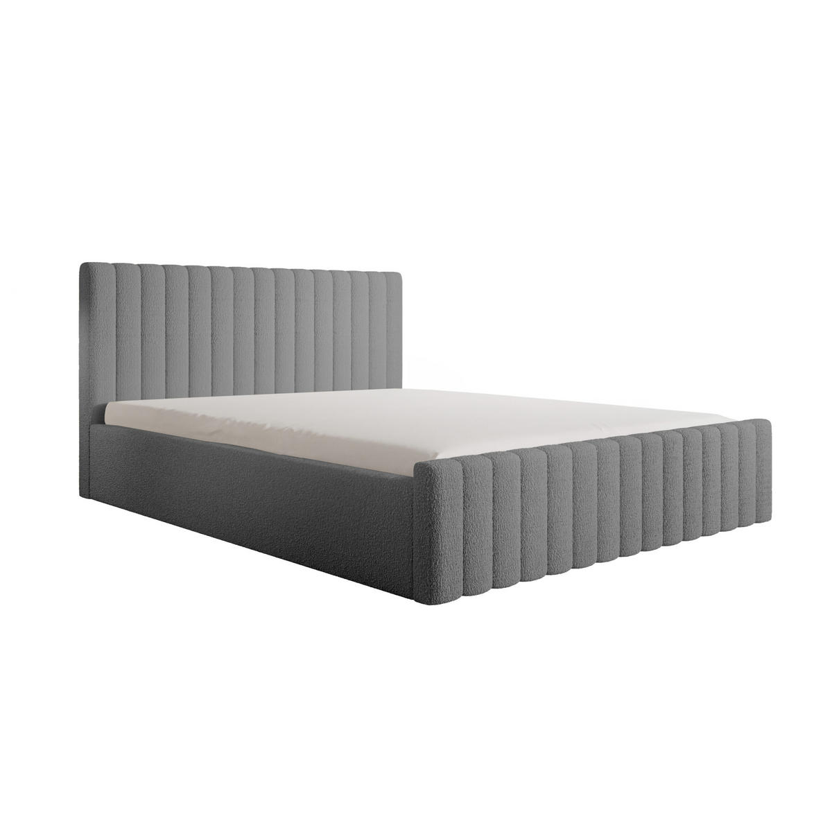 POLSTERBETT Safi 160x200 Grau (Abriamo 7 – Bouclé) - Grau, Holz/Textil (160/200cm) - Fedve