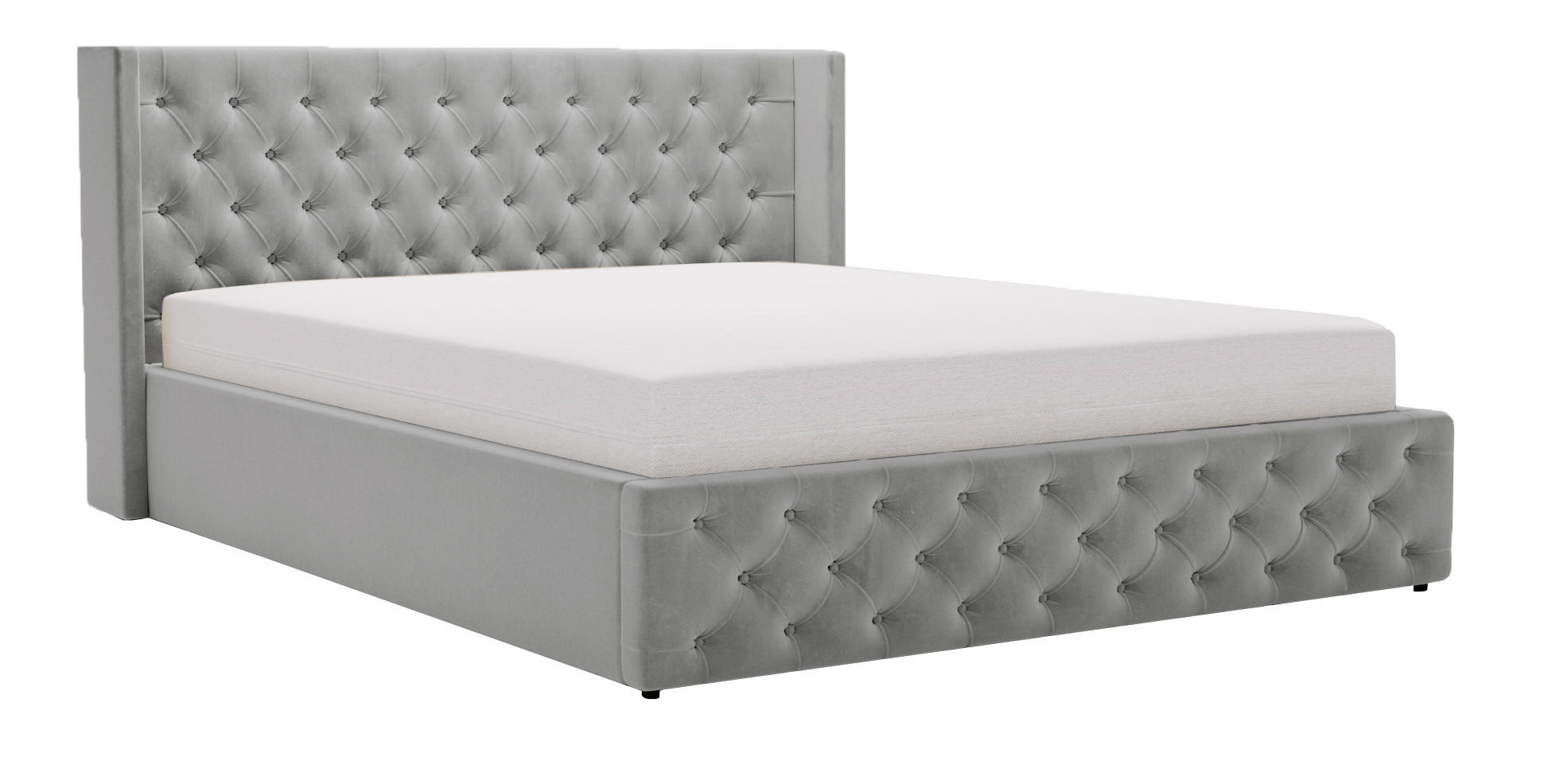 POLSTERBETT 200x200 cm Rolia, Glamour, Chesterfield, Hellgrau - Grau, Holz/Textil (200/200cm) - Emporius