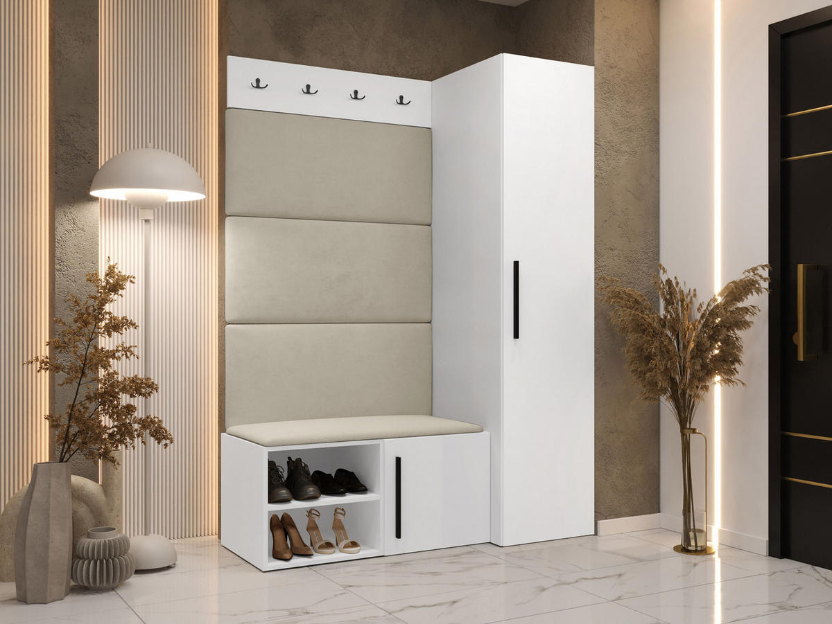 GARDEROBEN-SET Medi II - Beige/Schwarz, Holzwerkstoff/Kunststoff (40/191/50cm) - MIRJAN24