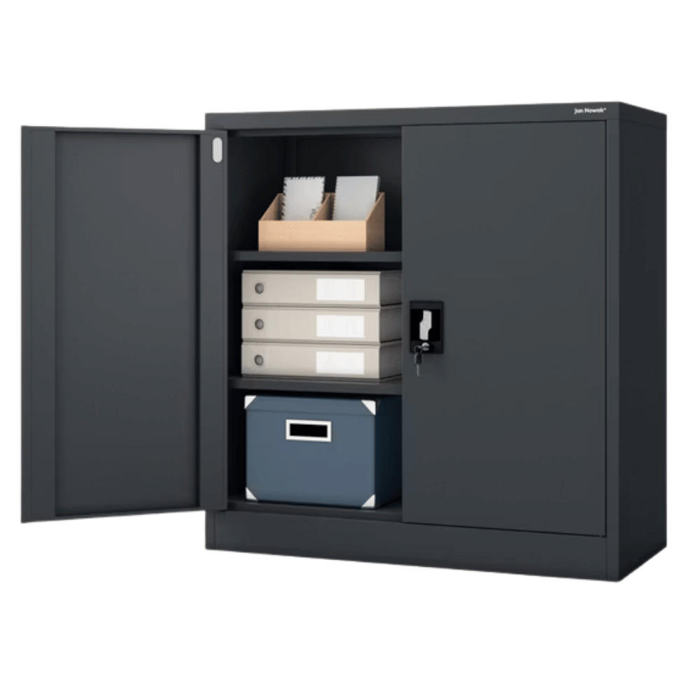 AKTENSCHRANK abschließbar KADO mit Flügeltüren 93x90x40cm Anthrazit - Anthrazit, Metall (90/93/40cm) - DELUKE