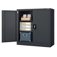 AKTENSCHRANK abschließbar KADO mit Flügeltüren 93x90x40cm Anthrazit - Anthrazit, Metall (90/93/40cm) - DELUKE