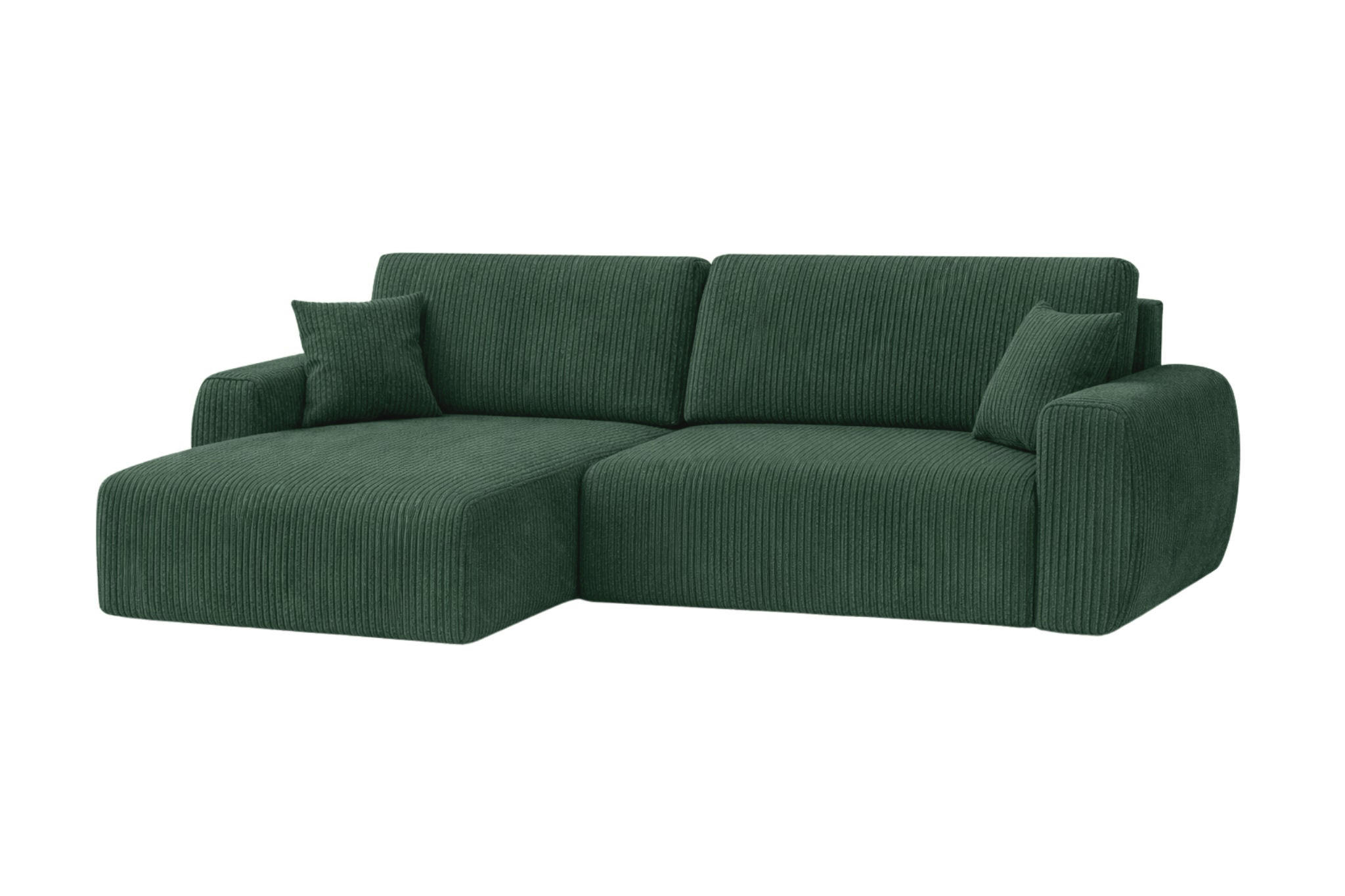 ECKSOFA Mit Schlaffunktion Ariel L, Cordstoff, Stoff Poso, Grün, Links - Grün, Holz (250/142cm) - Kaiser Möbel