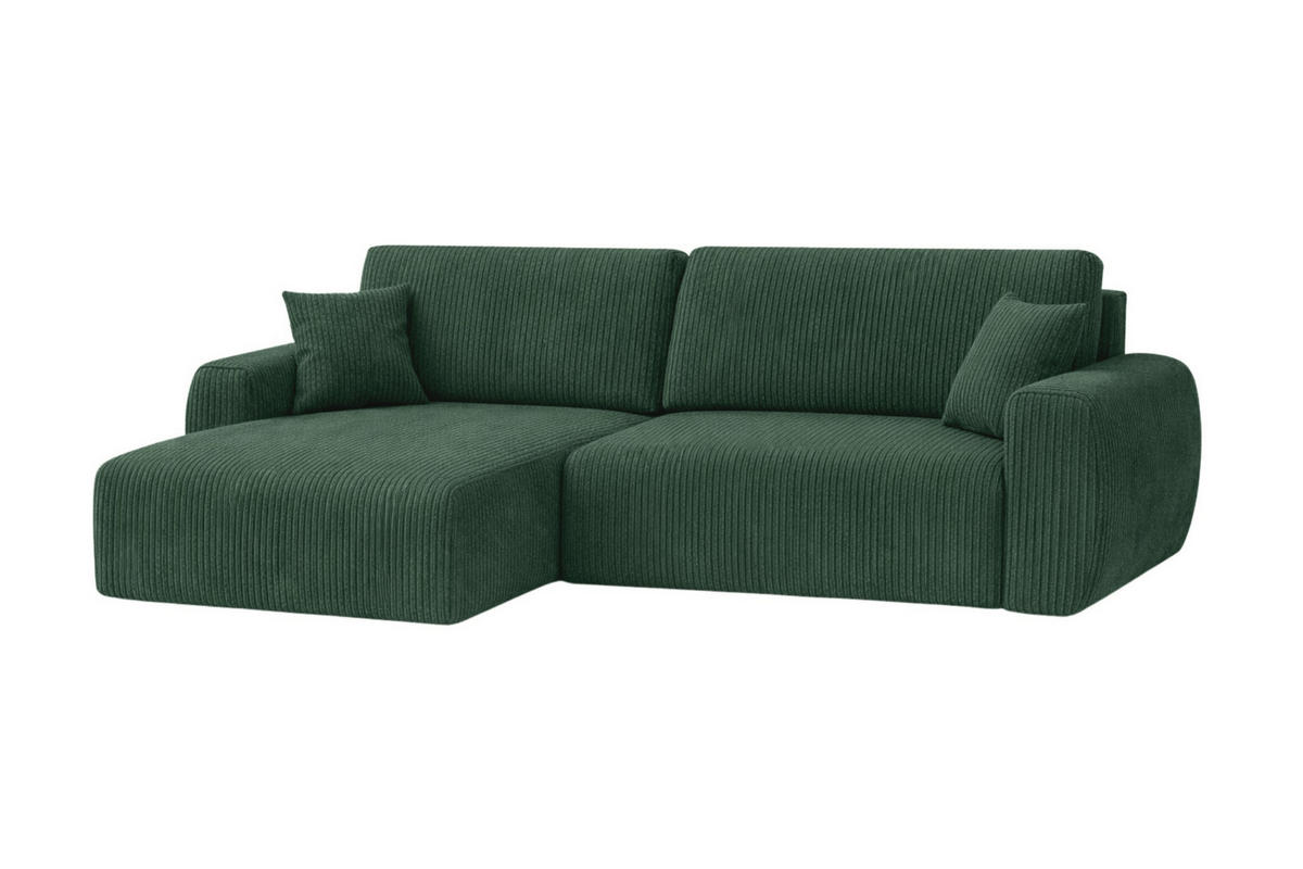 ECKSOFA Mit Schlaffunktion Ariel L, Cordstoff, Stoff Poso, Grün, Links - Grün, Holz (250/142cm) - Kaiser Möbel