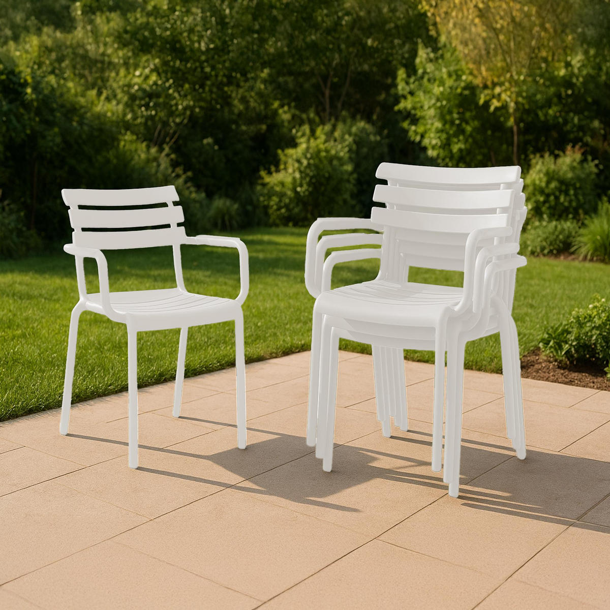 GARTENSTUHL Kunststoff Weiß - Weiß, Kunststoff (58/85/59cm) - CLP