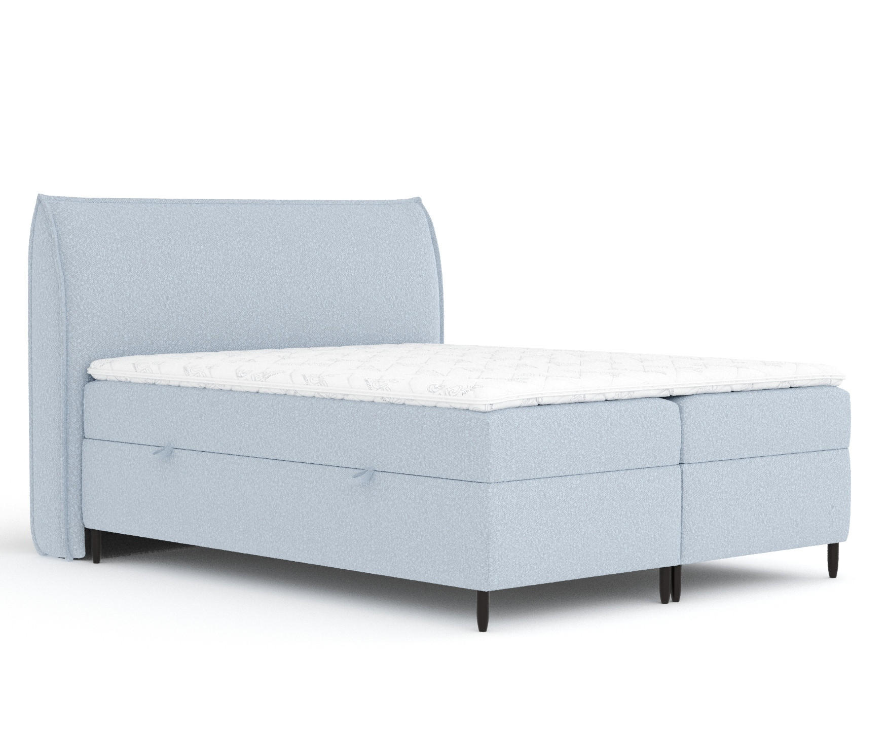 BOXBETT 180/200 cm Corvus, in Pastellblau, Matratze, Topper, Bettkasten, H3 = fest - Pastellblau/Schwarz, Holz/Holzwerkstoff (180/200cm) - Maison de Reve