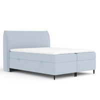 BOXBETT 200/200 cm Corvus, in Pastellblau, Matratze, Topper, Bettkasten, H4 = sehr fest - Pastellblau/Schwarz, Holz/Holzwerkstoff (200/200cm) - Maison de Reve