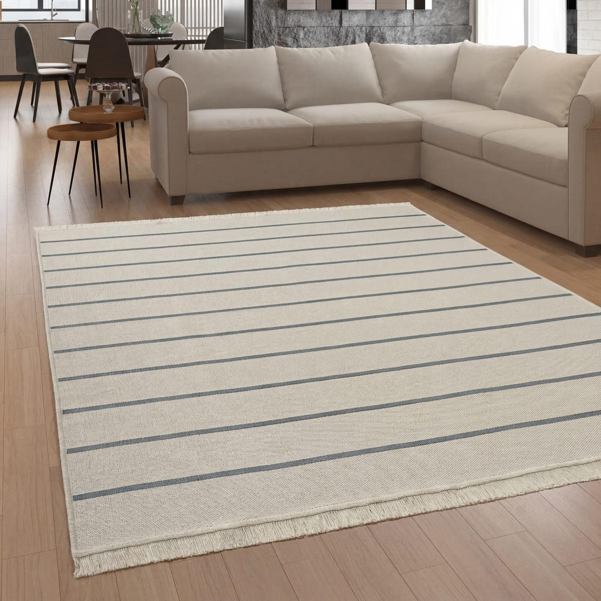 KURZFLORTEPPICH 60/90 cm Skandi Kilim 149 - Grau, Naturmaterialien (60/90cm) - Paco Home