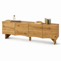 TV-LOWBOARD aus Spanplatte 155x36x47 cm Natur mit 4 Türen und Kabeldurchführungen - Eichefarben, Holzwerkstoff (155/47/36cm) - IVMEU
