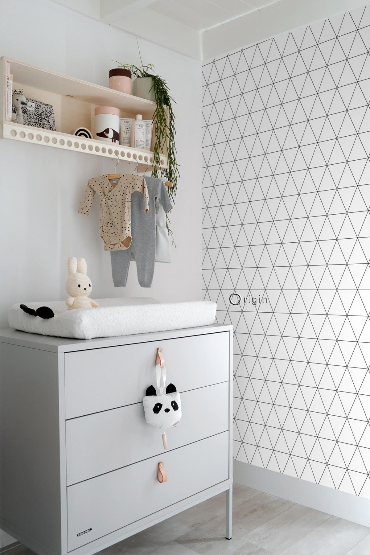 TAPETE grafische Dreiecke 53 cm x 10.05 m - Schwarz, Papier (53/1000cm) - Origin Wallcoverings