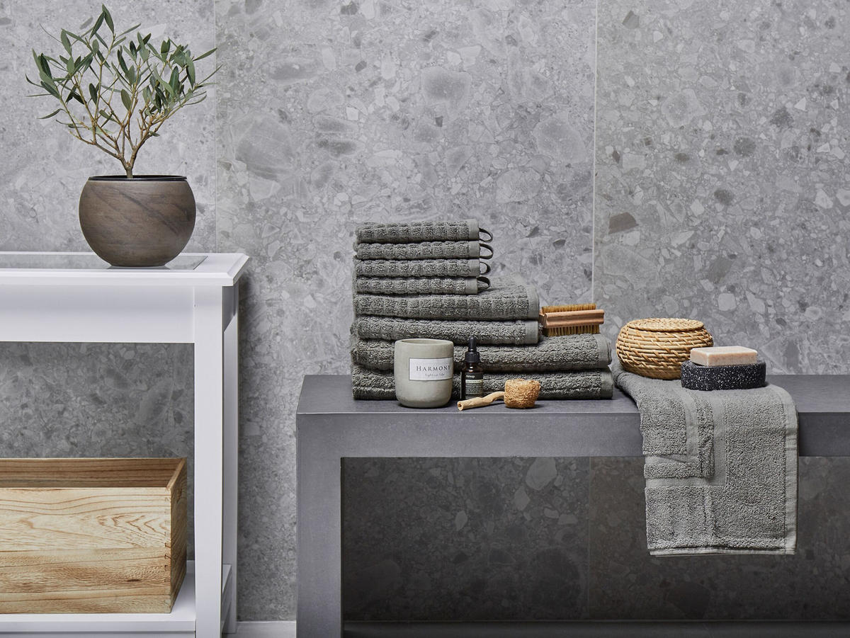 FROTTIERSET 9-teilig Grau Atai - Grau, Textil (70/140cm) - Beliani