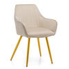 STUHL PASSO gepolstert mit Steppung - beige goldene Beine - Samt Velours - Ecru/Beige, Textil/Metall (58/87/60cm) - NEW HOME