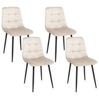 ESSZIMMERSTUHL 4er-Set Samtstoff Taupe Powell - Beige/Schwarz, Textil (40/88/62cm) - Beliani