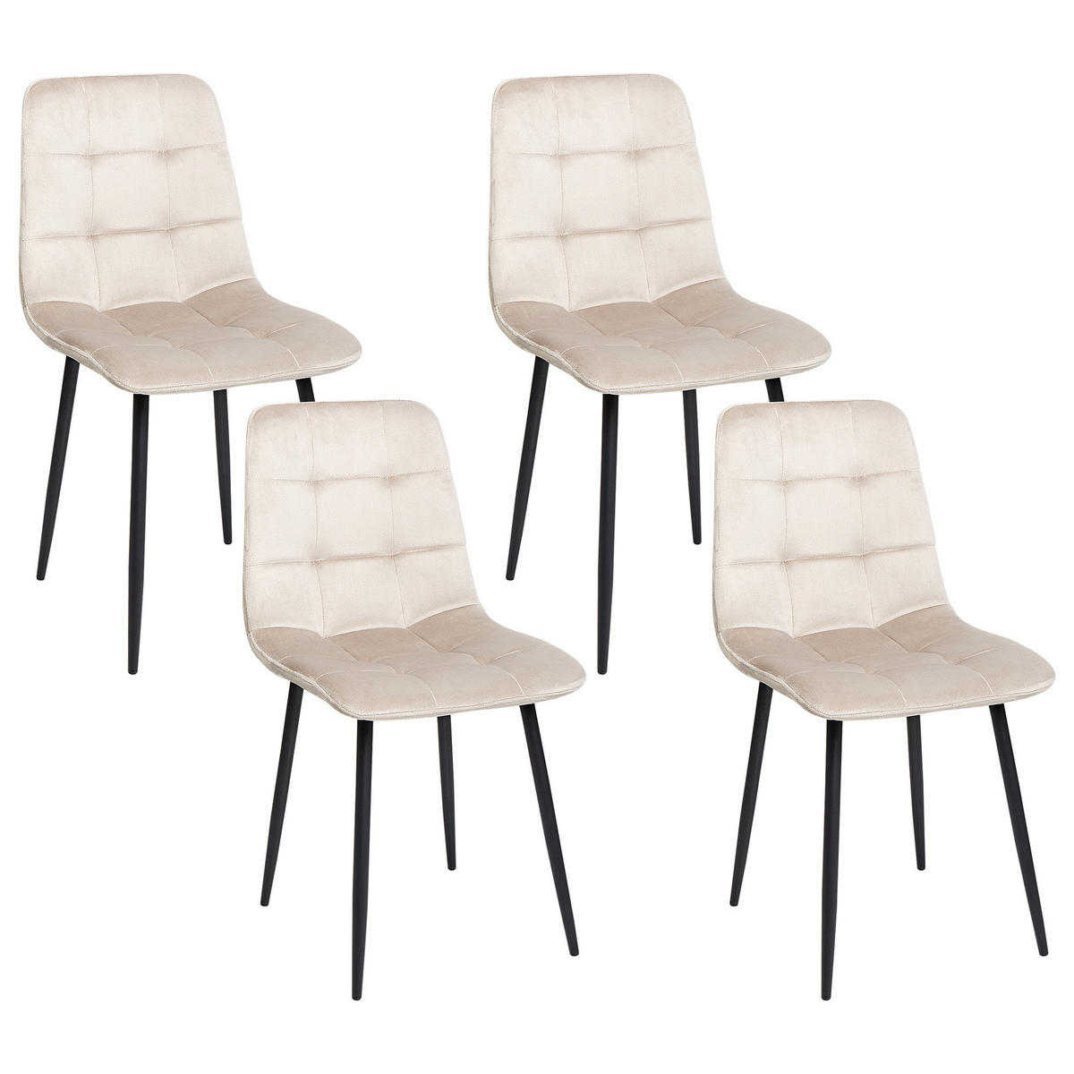 ESSZIMMERSTUHL 4er-Set Samtstoff Taupe Powell - Beige/Schwarz, Textil (40/88/62cm) - Beliani