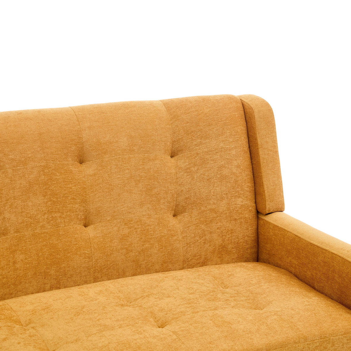 SITZBANK 2-Sitzer Knopfpolsterung Massivholzbeine, DE-42380, Gelb - Gelb, Holzwerkstoff (75/88/120cm) - ComfortXL