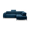 ECKSOFA CHIVAS Freistehend , Schlaffunktion, 278×197×76/98 cm, Stoff - Element, Königsblau, Rechts Seite - Schwarz/Dunkelblau, Holz/Textil (197/278cm) - DomoHome