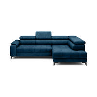 ECKSOFA CHIVAS Freistehend , Schlaffunktion, 278×197×76/98 cm, Stoff - Element, Königsblau, Rechts Seite - Schwarz/Dunkelblau, Holz/Textil (197/278cm) - DomoHome