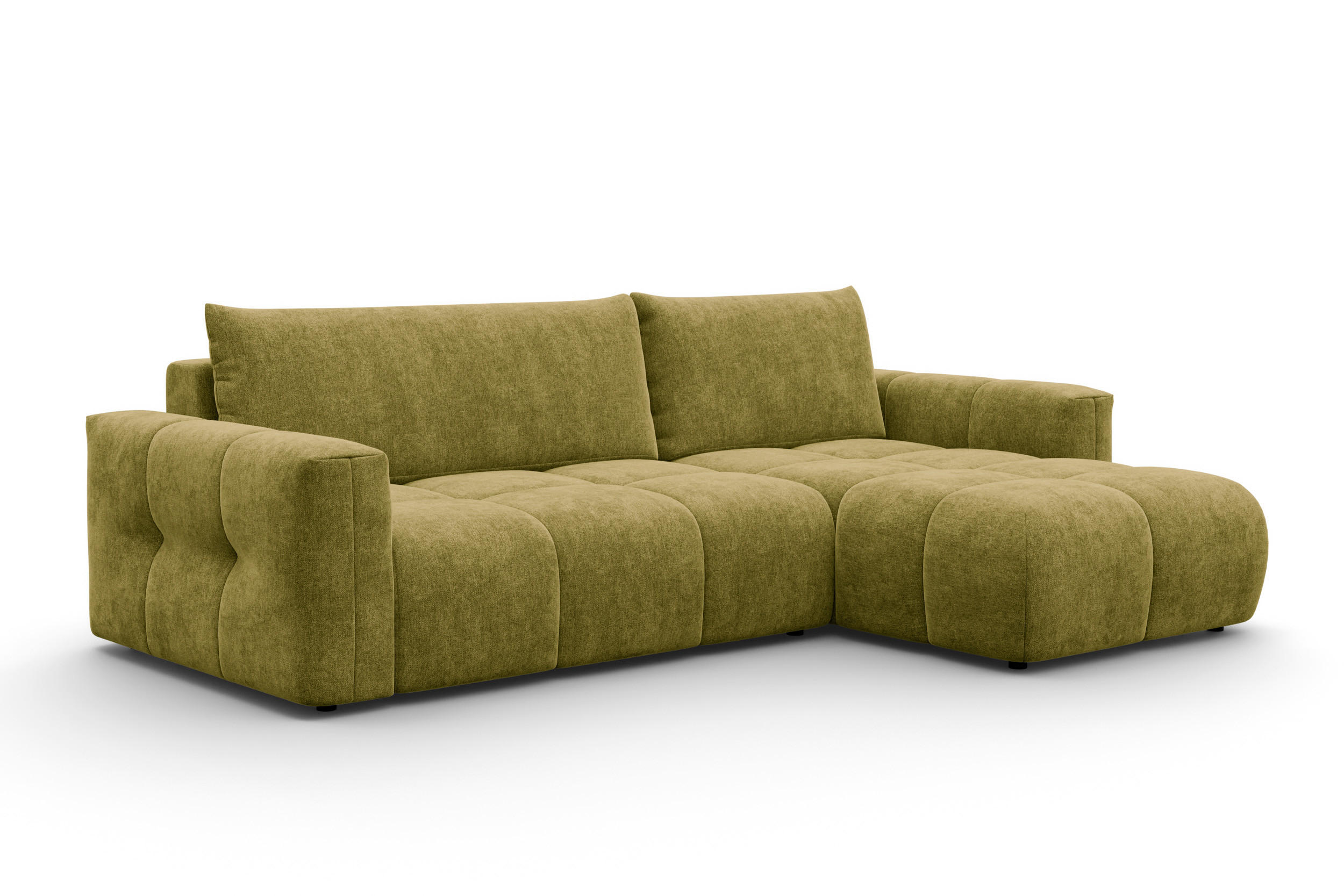 ECKSOFA VERONA 4-Sitzer rechts, Khaki - Schwarz/Grün, Holz/Textil (266/173cm) - Courtois Laville