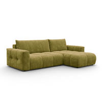 ECKSOFA VERONA 4-Sitzer rechts, Khaki - Schwarz/Grün, Holz/Textil (266/173cm) - Courtois Laville