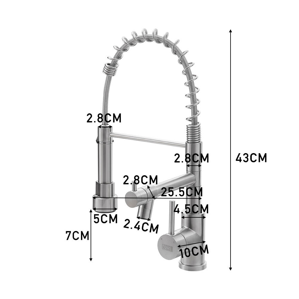 Küchenarmatur Mit Ausziehbarem Sprühkopf – Hoher Bogen, Edelstahl, Gebürstetes Nickel