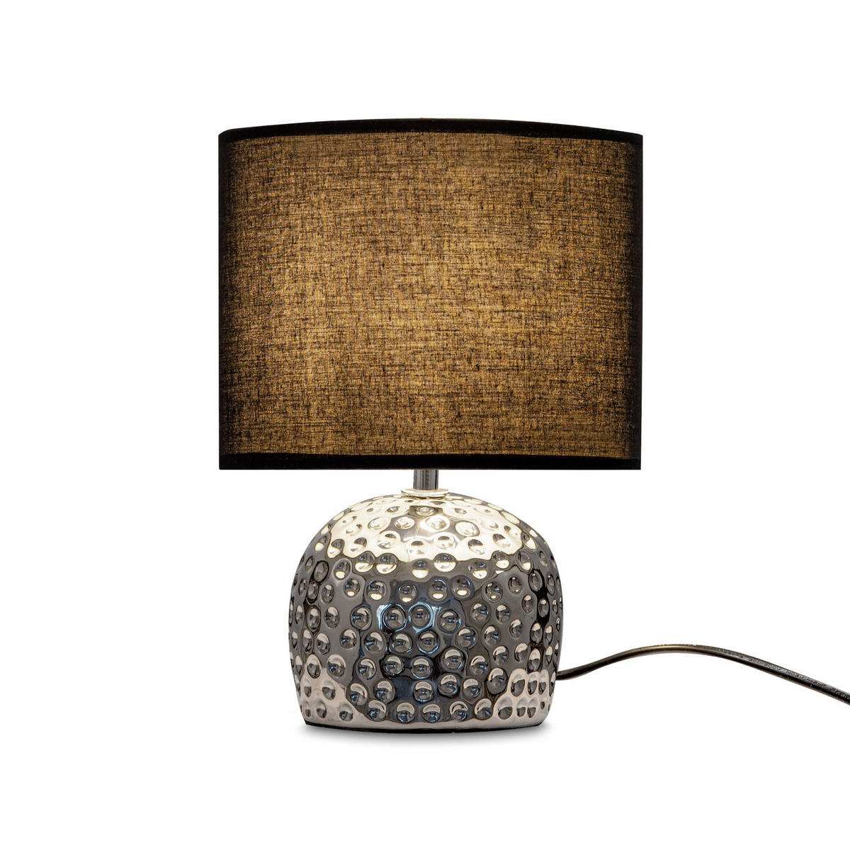 TISCHLAMPE FRAGI, Silber/Schwarz - Silberfarben/Schwarz, Keramik/Textil (21/21/30cm) - KONSIMO®