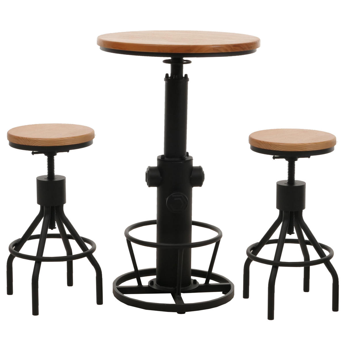 SET BARTISCH + BARHOCKER Kiefer Dekor 3er-Set - Kieferfarben, Holz (61/123/61cm) - MCW