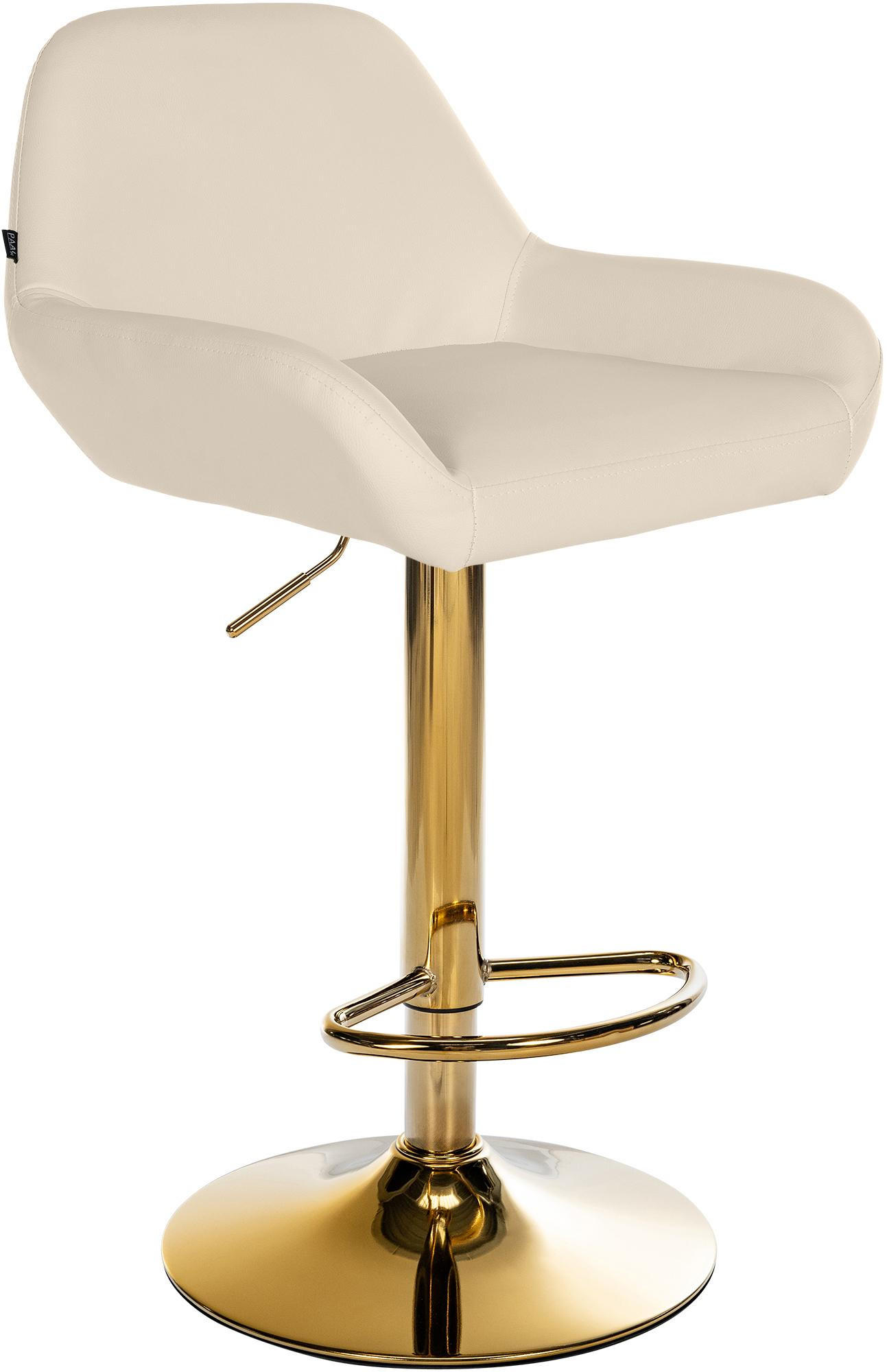 BARHOCKER Lederlook creme - Goldfarben/Creme, Textil/Metall (51/89/52cm) - CLP