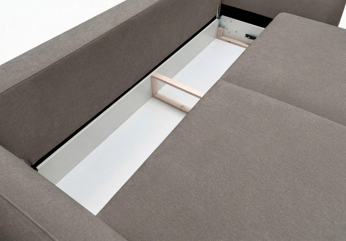 3-SITZER SCHLAFSOFA Zordo Chenille Hellbraun - Hellbraun/Schwarz, Kunststoff/Textil (238/91/102cm) - Selsey