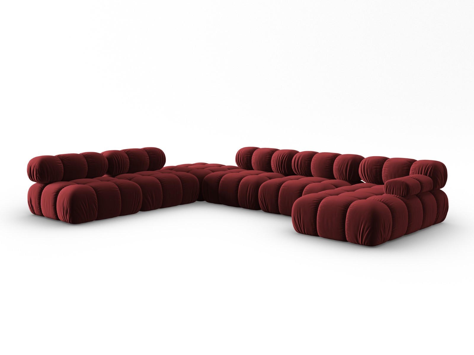 MODULARES-PANORAMASOFA links Bellis aus Samt dunkelrot 7 Sitzplätze - Dunkelrot, Textil (282/63/379cm) - Micadoni