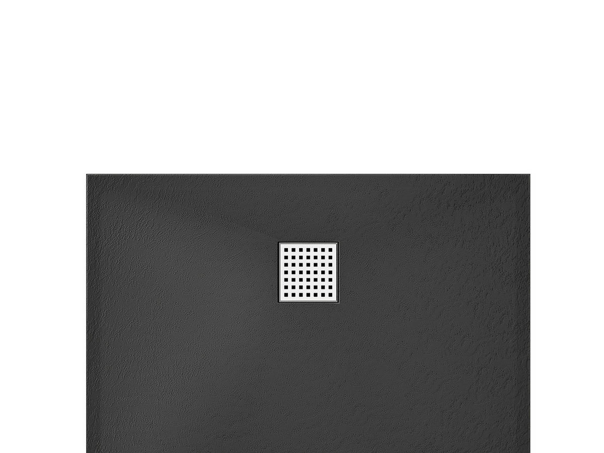 DUSCHWANNE - 160 cm x 90 cm - Harz - Schwarz - MIRNOSA - Schwarz, Kunststoff (90cm) - Vente-Unique
