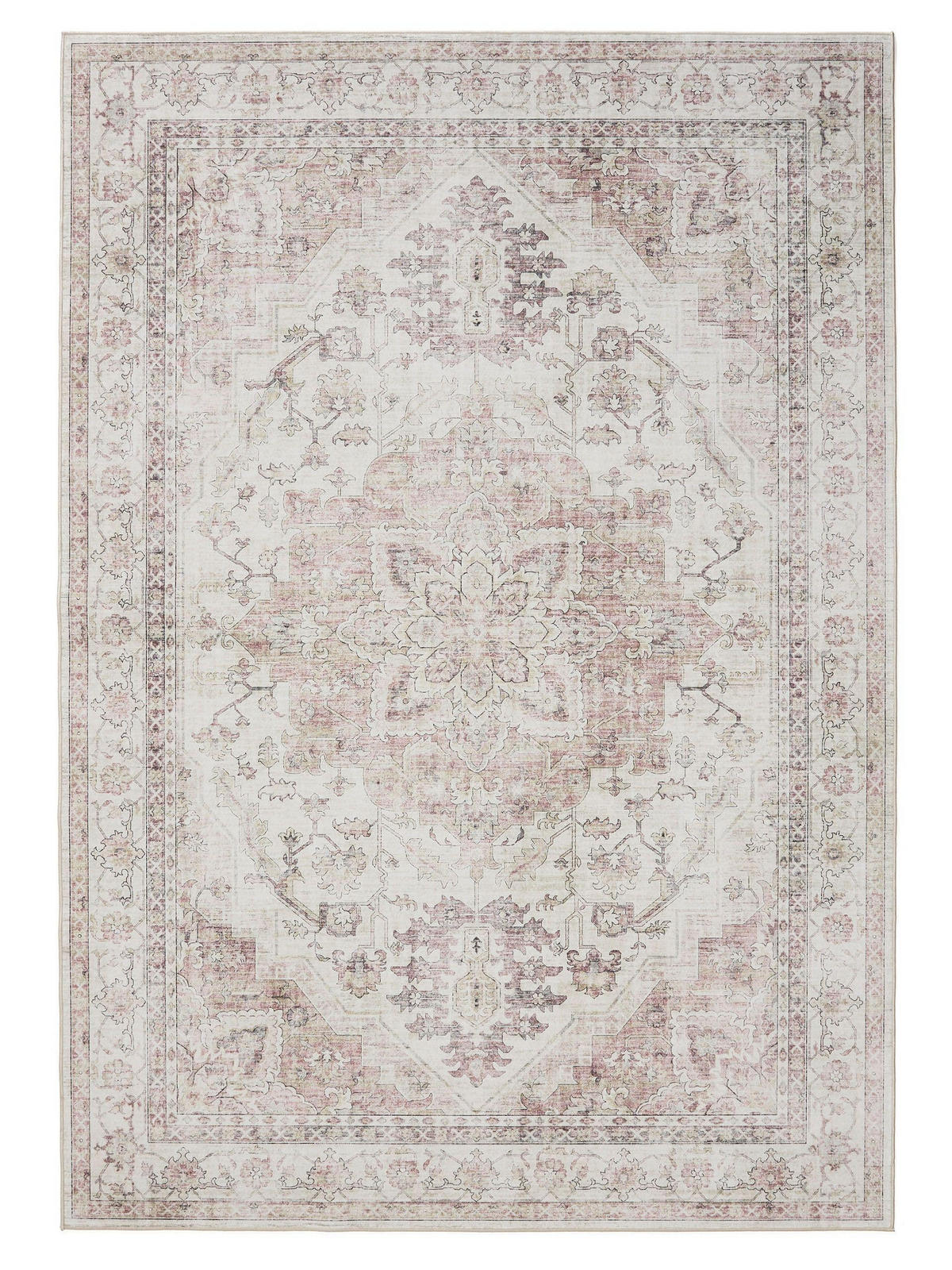 VINTAGE-TEPPICH George waschbar 80x150 cm - Beige/Rosa, Kunststoff (80/150cm) - benuta