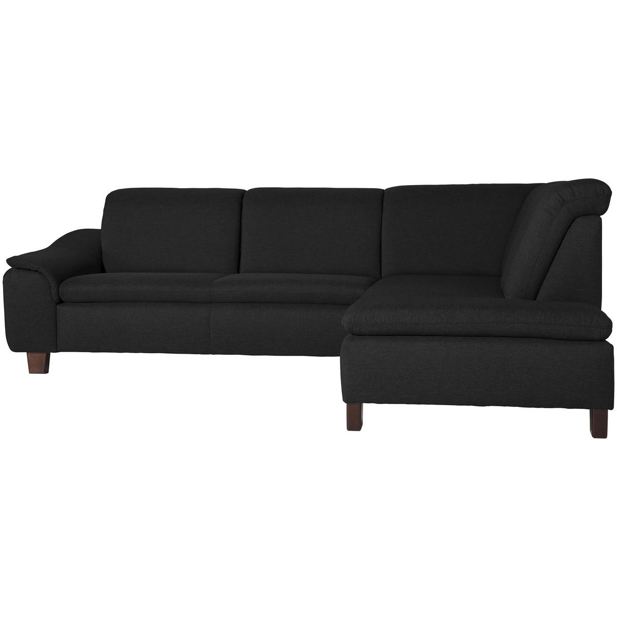 ECKSOFA mit Ottomane rechts Kaylil Flachgewebe schwarz - Schwarz, Kunststoff (187/247cm) - 58aufmkessel